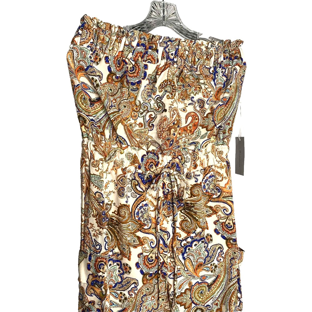 Rosevelvet Strapless multicolor Jumpsuit Tie Waist Cinched Ankle Size Small NWT - Picture 3 of 13